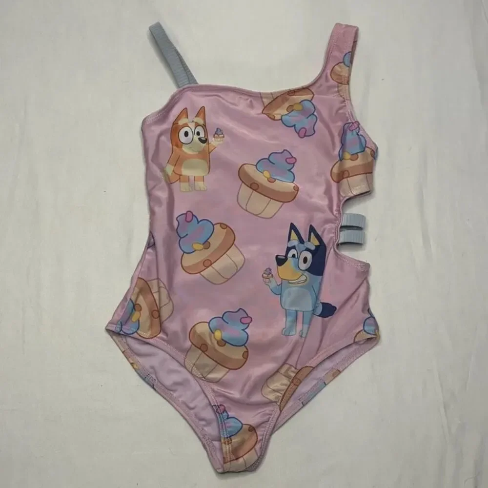 Bluey Pink Cupcake One Piece Swimsuit Size 6/6X | Girls Swimwear